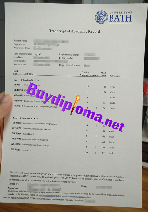 Fake University Of Bath Transcript Fake College Diploma Fake Degree