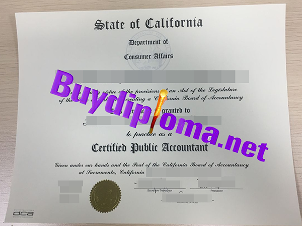 Certified Public Accountant California certificate